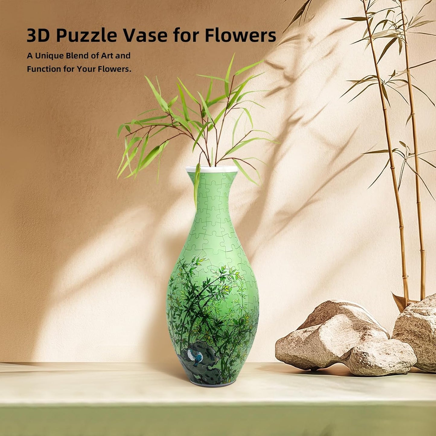 B1:DIY Bamboo Plant Vase Set for Home & Office Decor, Building Sets