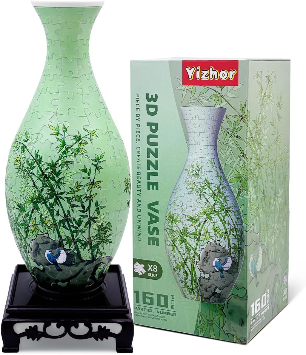 B1:DIY Bamboo Plant Vase Set for Home & Office Decor, Building Sets