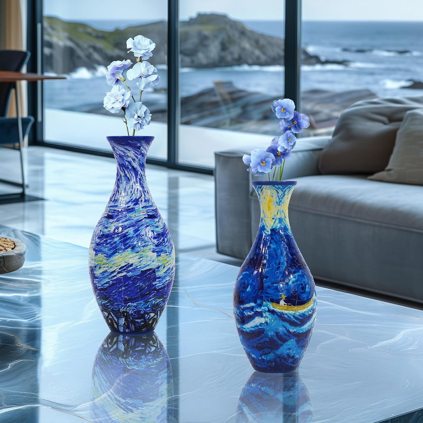 A2:Ocean Wave Artistry,3D Puzzle Planter Vase for Home Decoration, 160 Pieces DIY Flower Vase - Perfect Housewarming Gift