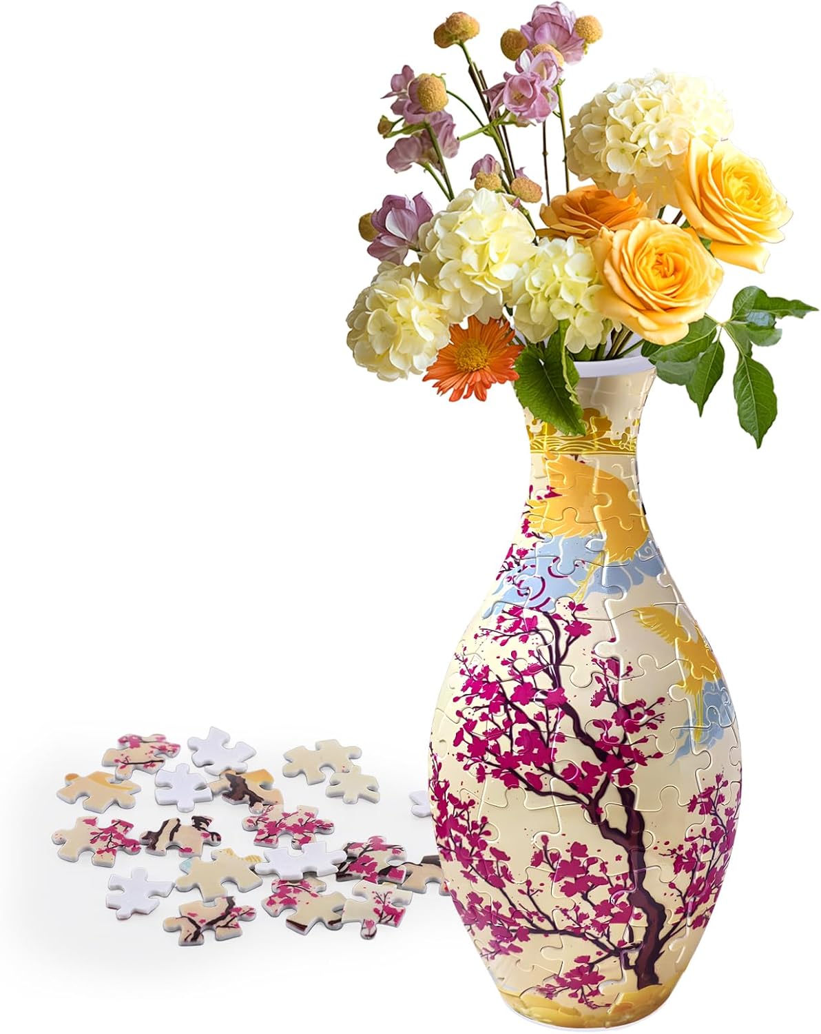 C3:Unique 3D Puzzle for Adults - 160 Pieces of Puzzle Vase, Plum Blossom Themed Art Projects Gift for Women Housewarming Home Decoration