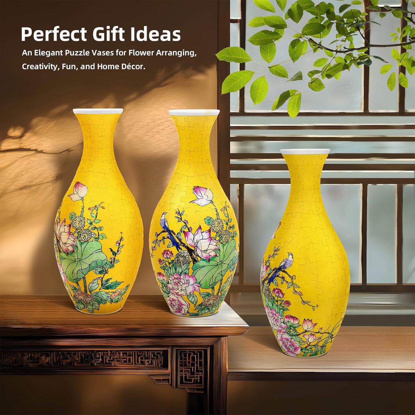 B3:DIY Vase Kit for Unique Home & Office Decor, Creative Gift for Mom, Women & Men, 4D Jigsaw Craft for Arts