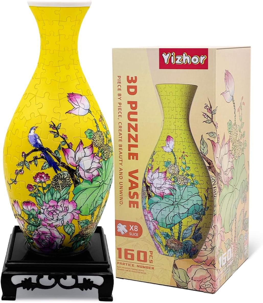B3:DIY Vase Kit for Unique Home & Office Decor, Creative Gift for Mom, Women & Men, 4D Jigsaw Craft for Arts