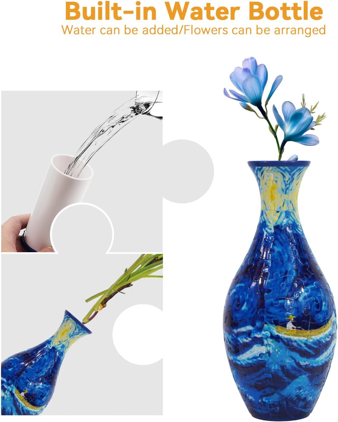 A3:Small Boat,3D Puzzle Planter Vase for Home Decoration, 160 Pieces DIY Flower Vase - Perfect Housewarming Gift