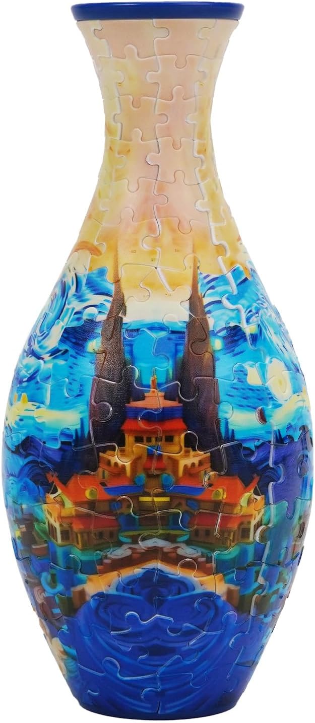 A4:Starry Night Castle,3D Puzzle Planter Vase for Home Decoration, 160 Pieces DIY Flower Vase - Perfect Housewarming Gift
