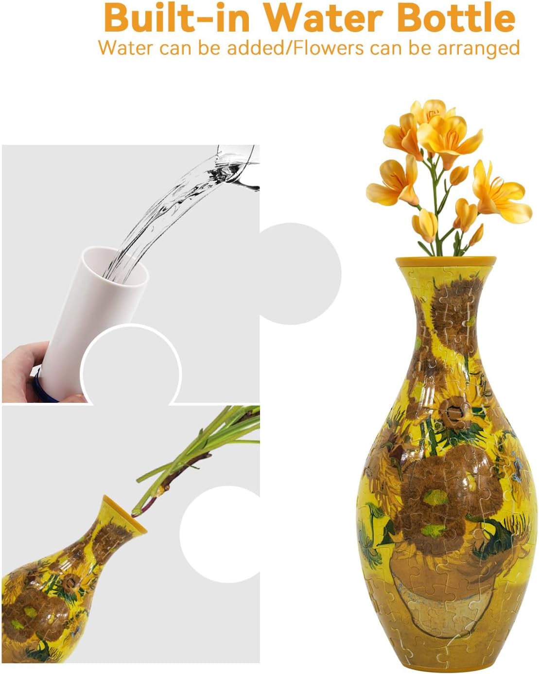 A21:Sunshine Blossom,3D Puzzle Planter Vase for Home Decoration, 160 Pieces DIY Flower Vase - Perfect Housewarming Gift