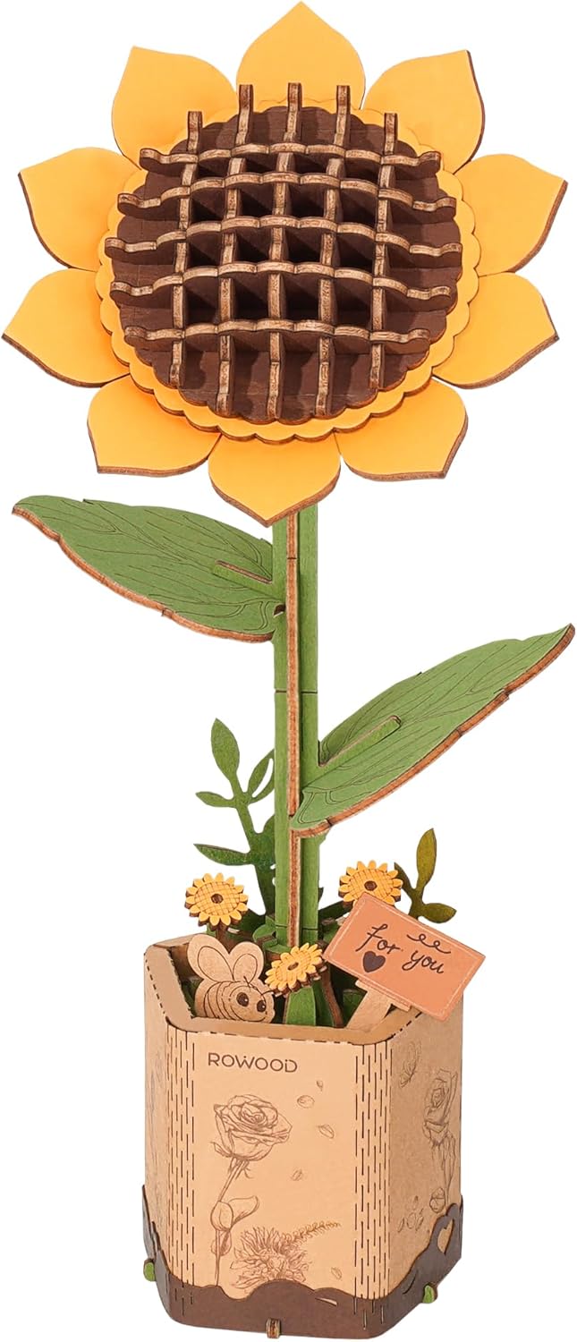 Wooden Artifical Flower Botanical Collection Building Craft Kit,Sunflower