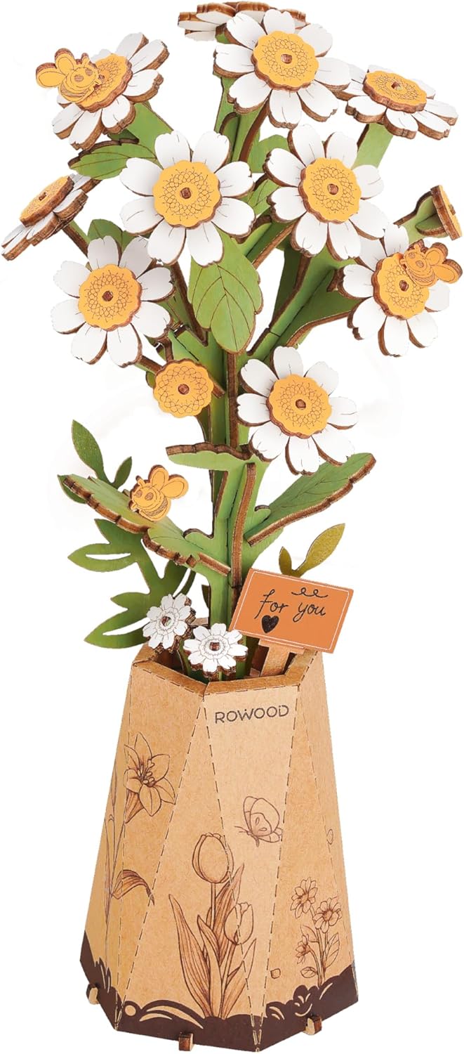 Wooden Artifical Flower Botanical Collection Building Craft Kit, Chamomile