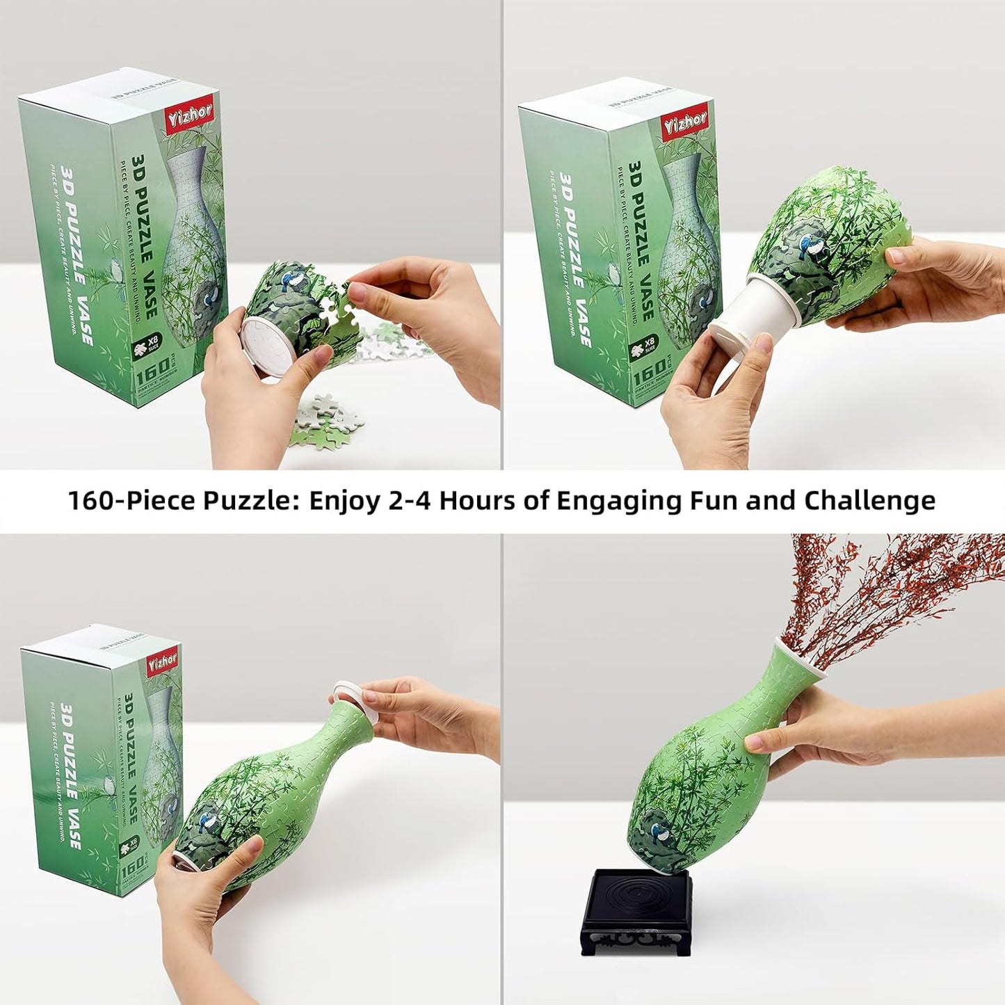 B1:DIY Bamboo Plant Vase Set for Home & Office Decor, Building Sets