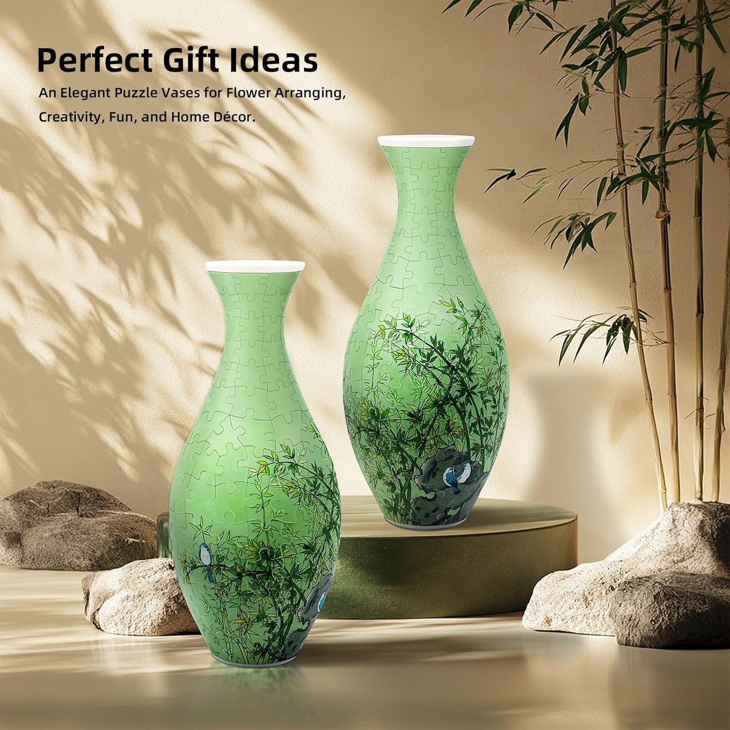 B1:DIY Bamboo Plant Vase Set for Home & Office Decor, Building Sets