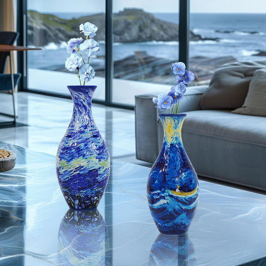 A2:Ocean Wave Artistry,3D Puzzle Planter Vase for Home Decoration, 160 Pieces DIY Flower Vase - Perfect Housewarming Gift