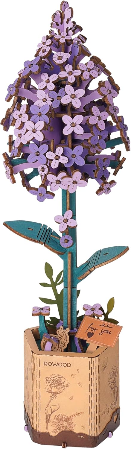 Wooden Artifical Flower Botanical Collection Building Craft Kit, Lilac