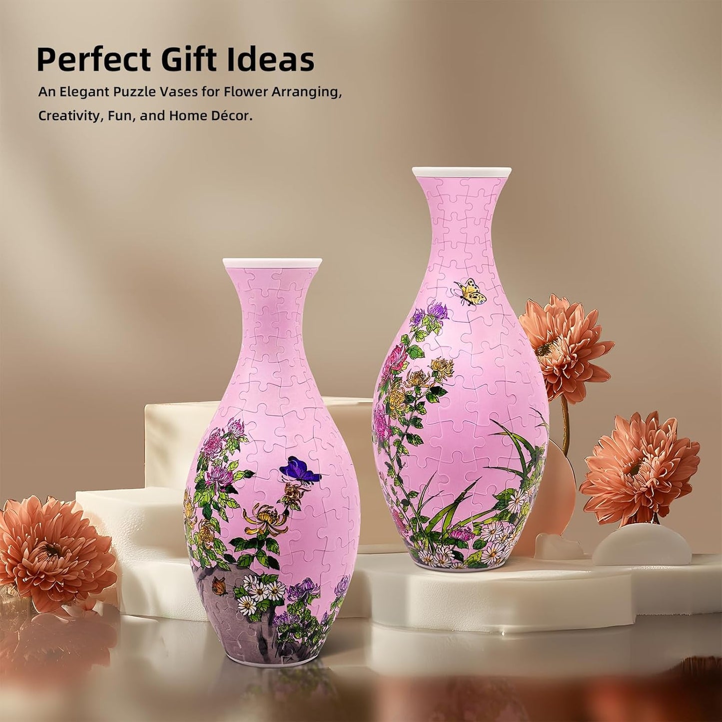 B2:DIY Vase Kit for Unique Home & Office Decor, Creative Gift for Mom, Women & Men, 4D Jigsaw Craft for Arts