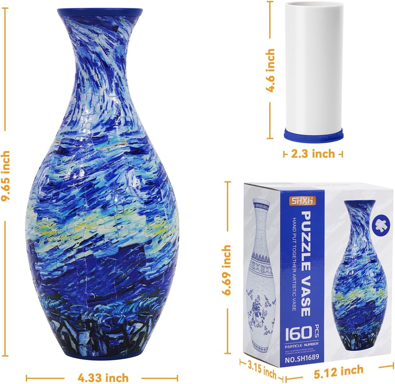 A2:Ocean Wave Artistry,3D Puzzle Planter Vase for Home Decoration, 160 Pieces DIY Flower Vase - Perfect Housewarming Gift