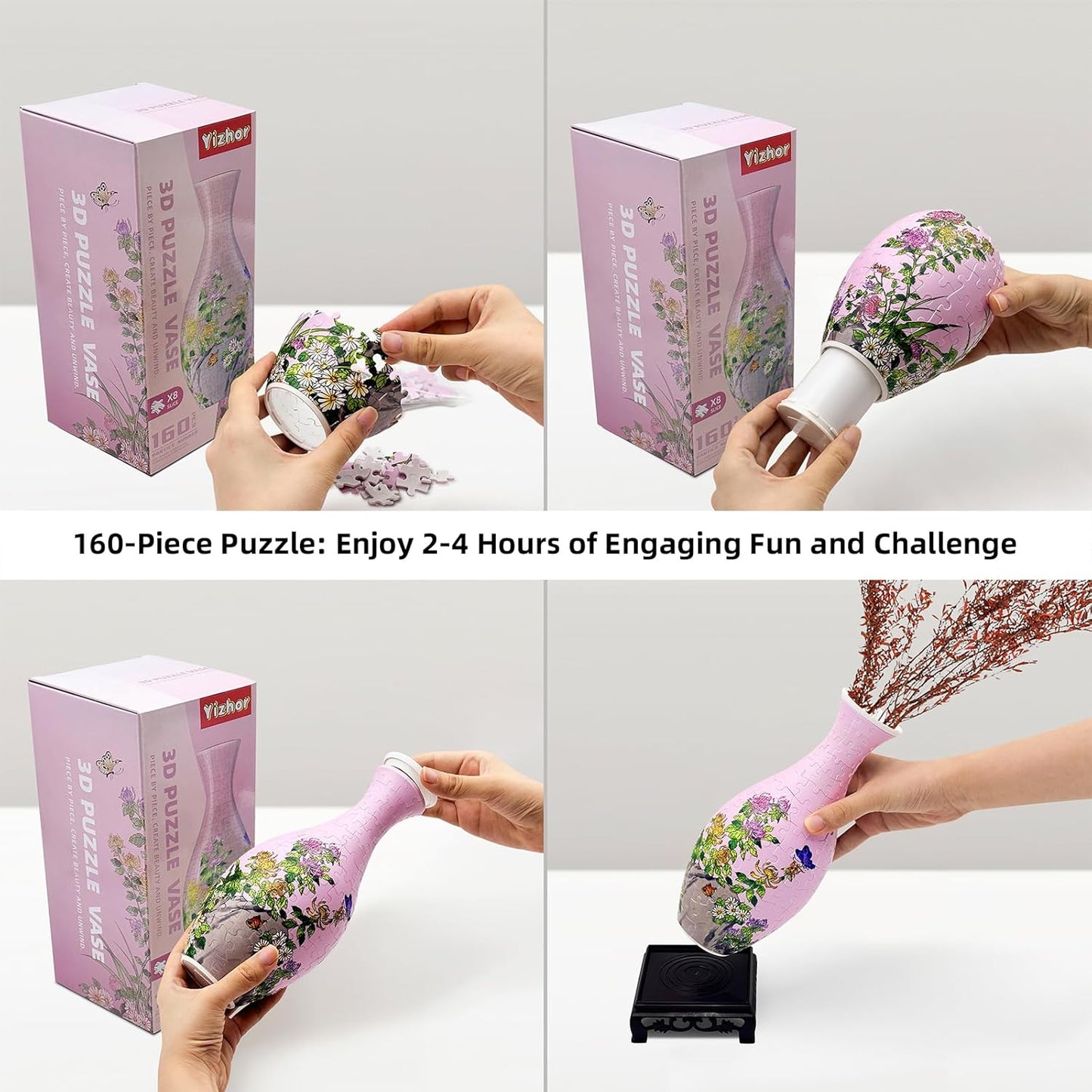 B2:DIY Vase Kit for Unique Home & Office Decor, Creative Gift for Mom, Women & Men, 4D Jigsaw Craft for Arts