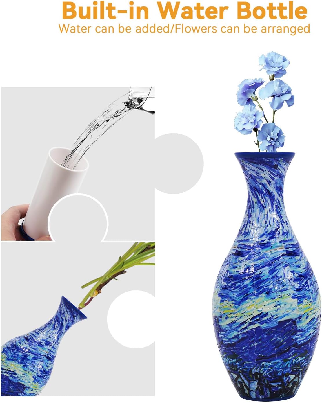 A2:Ocean Wave Artistry,3D Puzzle Planter Vase for Home Decoration, 160 Pieces DIY Flower Vase - Perfect Housewarming Gift