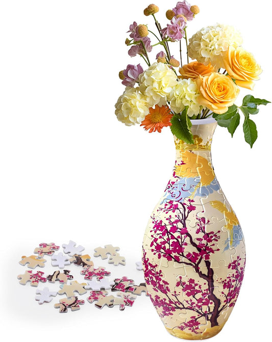C3:Unique 3D Puzzle for Adults - 160 Pieces of Puzzle Vase, Plum Blossom Themed Art Projects Gift for Women Housewarming Home Decoration
