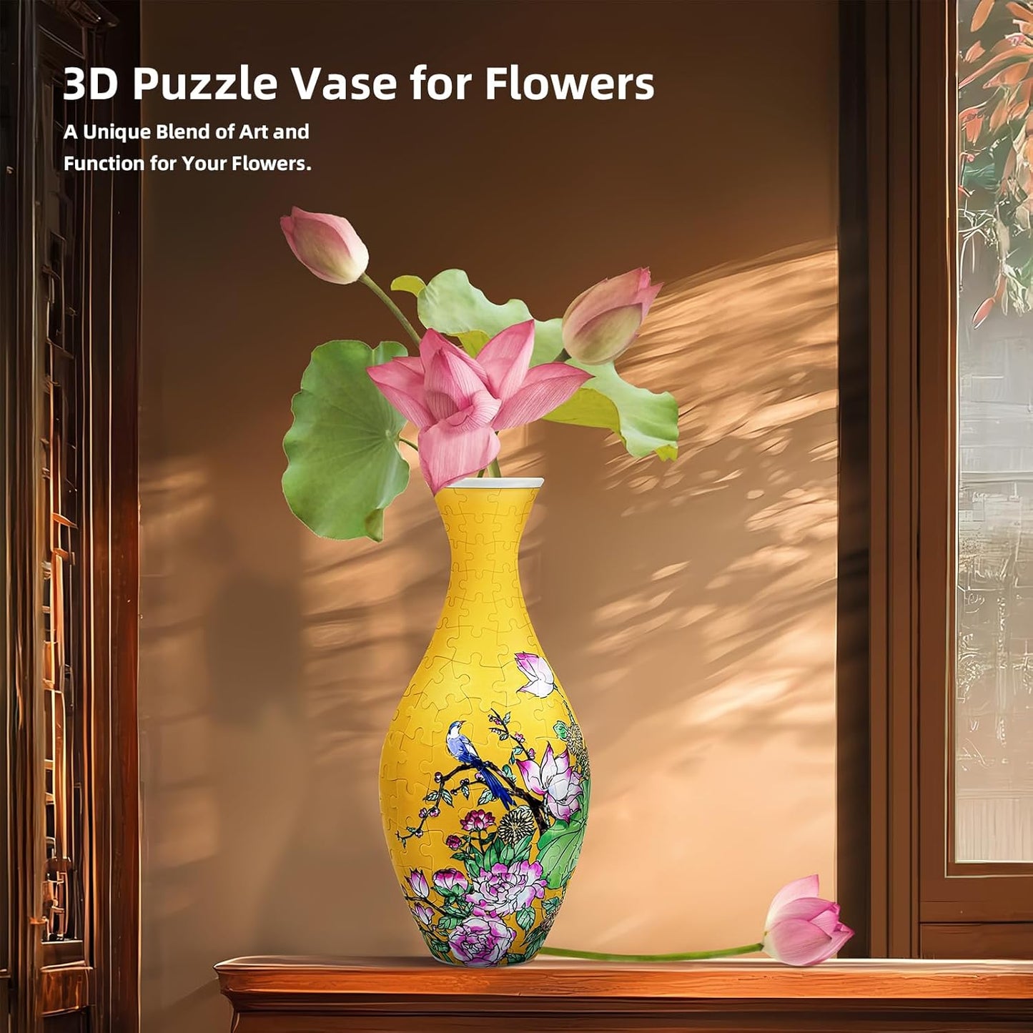 B3:DIY Vase Kit for Unique Home & Office Decor, Creative Gift for Mom, Women & Men, 4D Jigsaw Craft for Arts