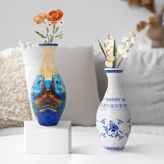 A4:Starry Night Castle,3D Puzzle Planter Vase for Home Decoration, 160 Pieces DIY Flower Vase - Perfect Housewarming Gift