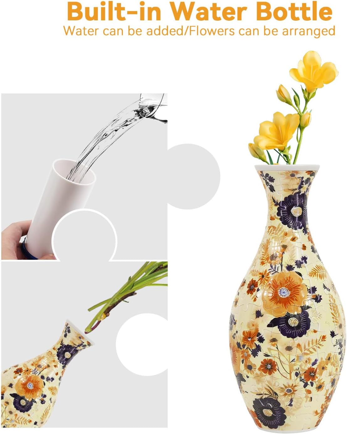 A6:Vibrant Garden Elegance,3D Puzzle Planter Vase for Home Decoration, 160 Pieces DIY Flower Vase - Perfect Housewarming Gift