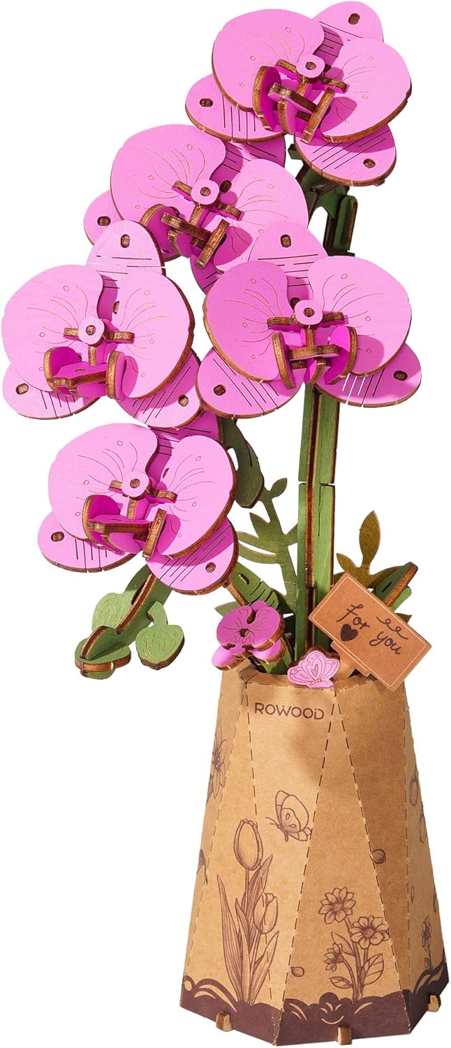 Wooden Artifical Flower Botanical Collection Building Craft Kit,Purple Moth Orchid